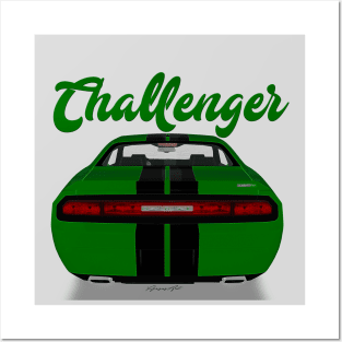 Challenger Srt-8 Green Stripe Back Posters and Art